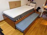 Cama individual com cama de gaveta (Cerne)