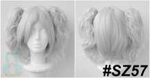 Szara krótka peruka z dwoma dwiema kitkami z grzywką wig cosplay