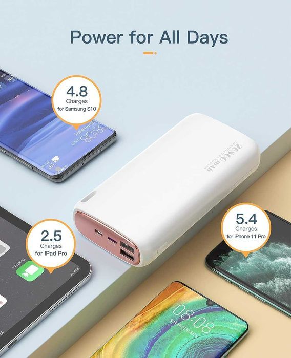 Kuulaa Powerbank 26800mAh zewnętrzna bateria biały vv