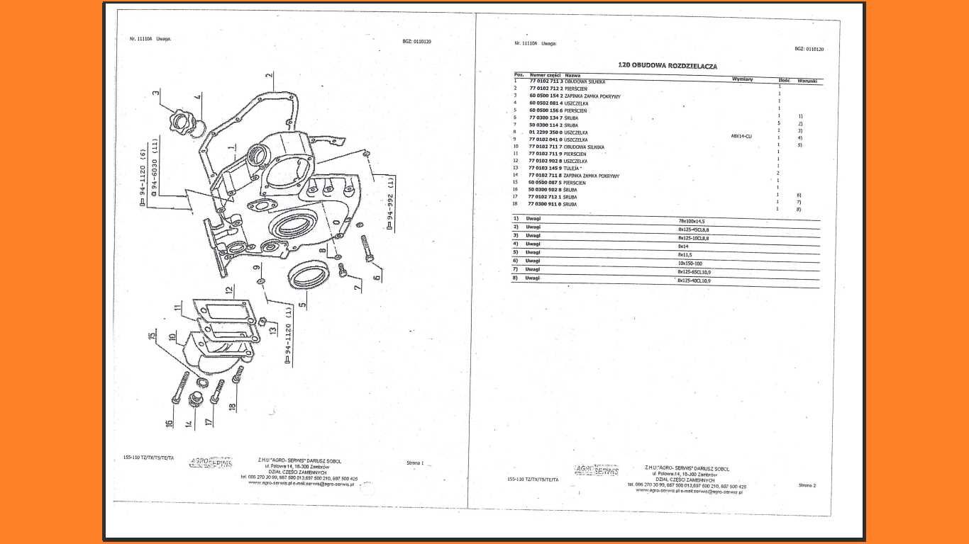 Ciągnik Renault 155.54 katalog części po Polsku