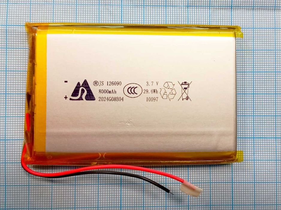 Универсальный аккумулятор 126090 с  защитой PCM(Li-Pol 3.7В 8000mAh