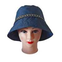 Jeasnowy z elegancką taśmą kapelusz na lato, niebieski bucket hat