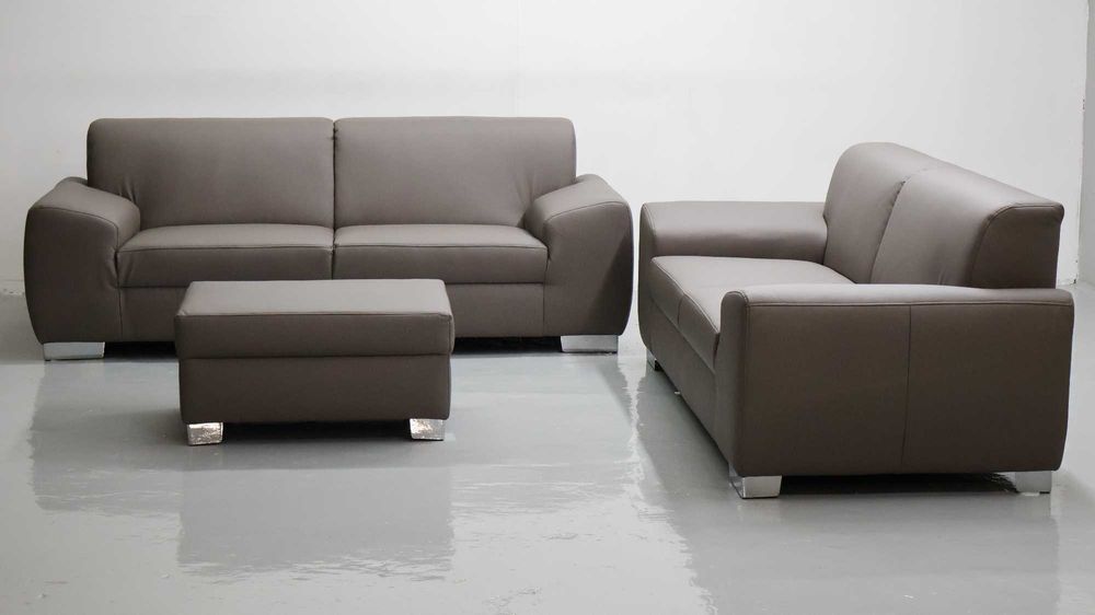 TAB nowy komplet 3+2+PUFA SOFA kanapa, zestaw CZEKOLADOWA ECO SKÓRA s