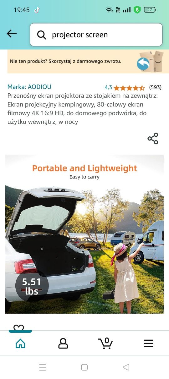 Ekran do projektora na stojaku