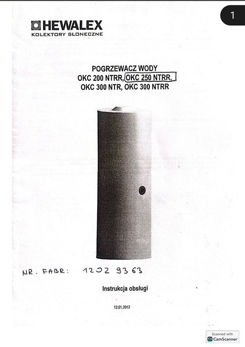 Zasobnik CWU Hewalex OKC 250 NTRR – 250L, sprawny