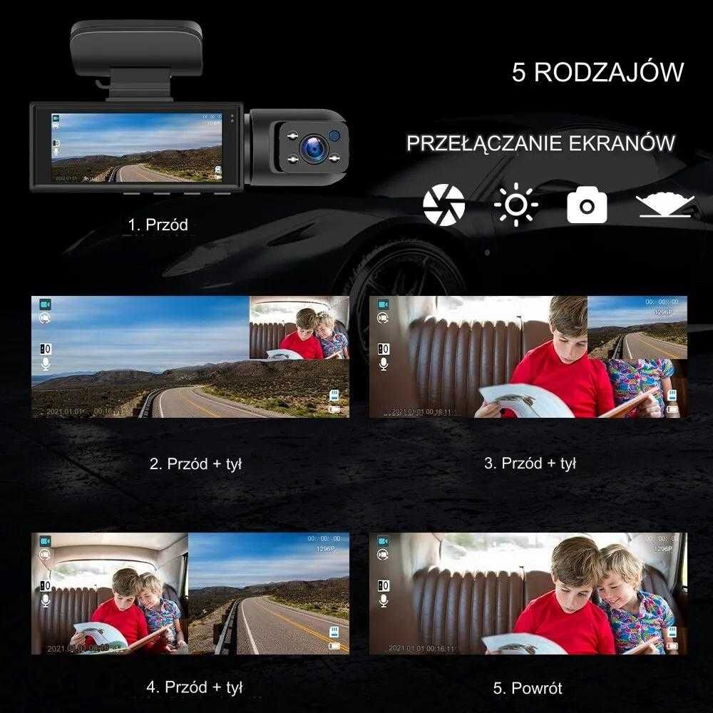 Wideorejestrator Rejestrator Kamera Samochodowa HD Menu PL +karta 32GB