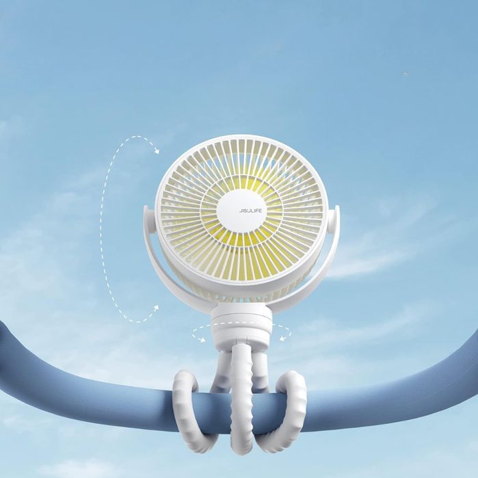 JISULIFE Mini Wentylator z Uchwytem dla dzieci dorosłych 4000mAh 360°