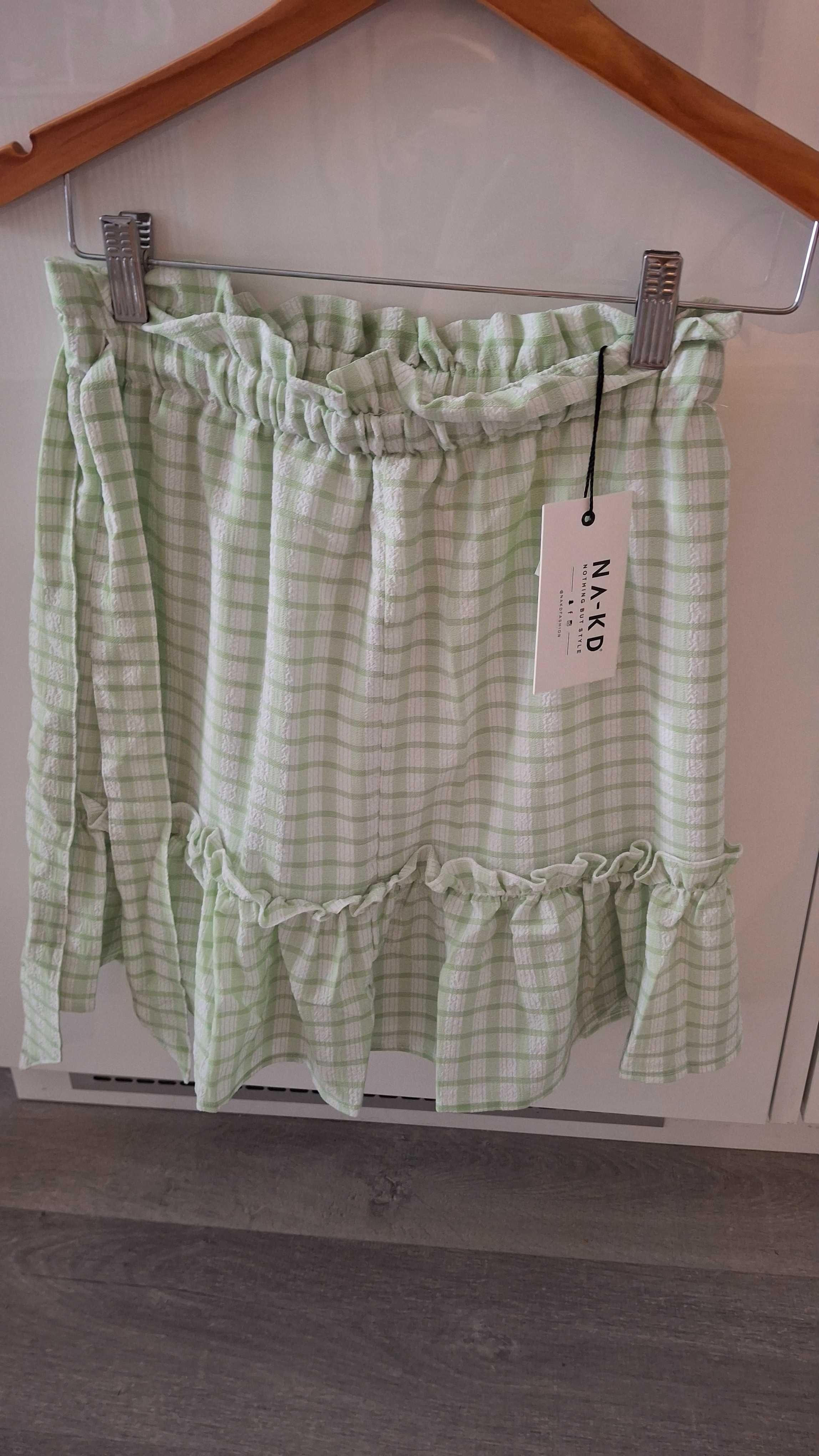NA-KD nowa spódniczka krata pistacjowa lato lolita xs 34 90 s vibe min