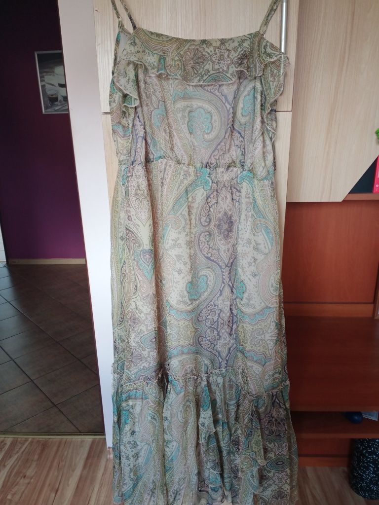 Modna zwiewna sukienka Boho pawie pióra  na lato na ramiączkach 40