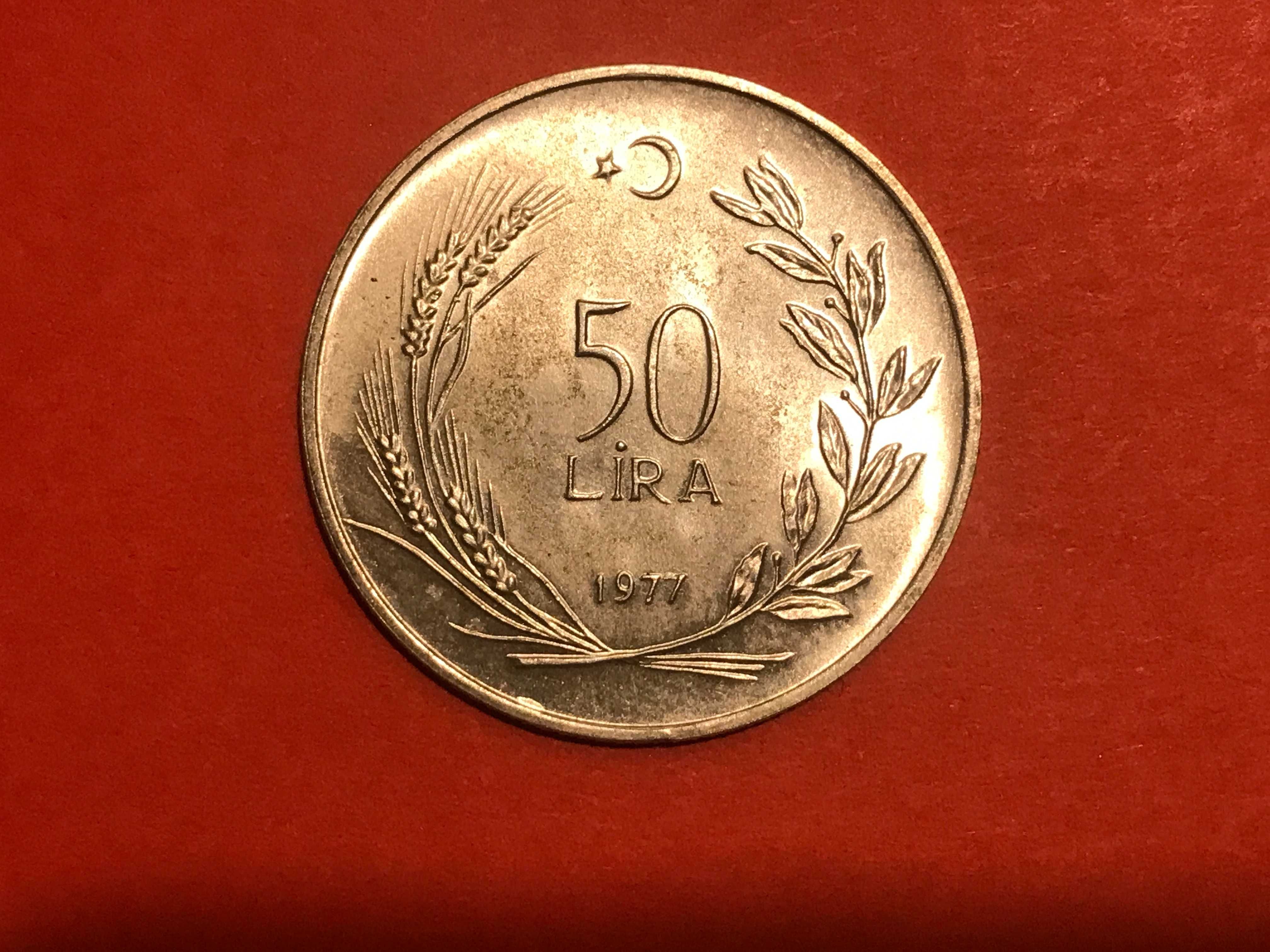 Серебряная монета Турции 50 лир 1977 года