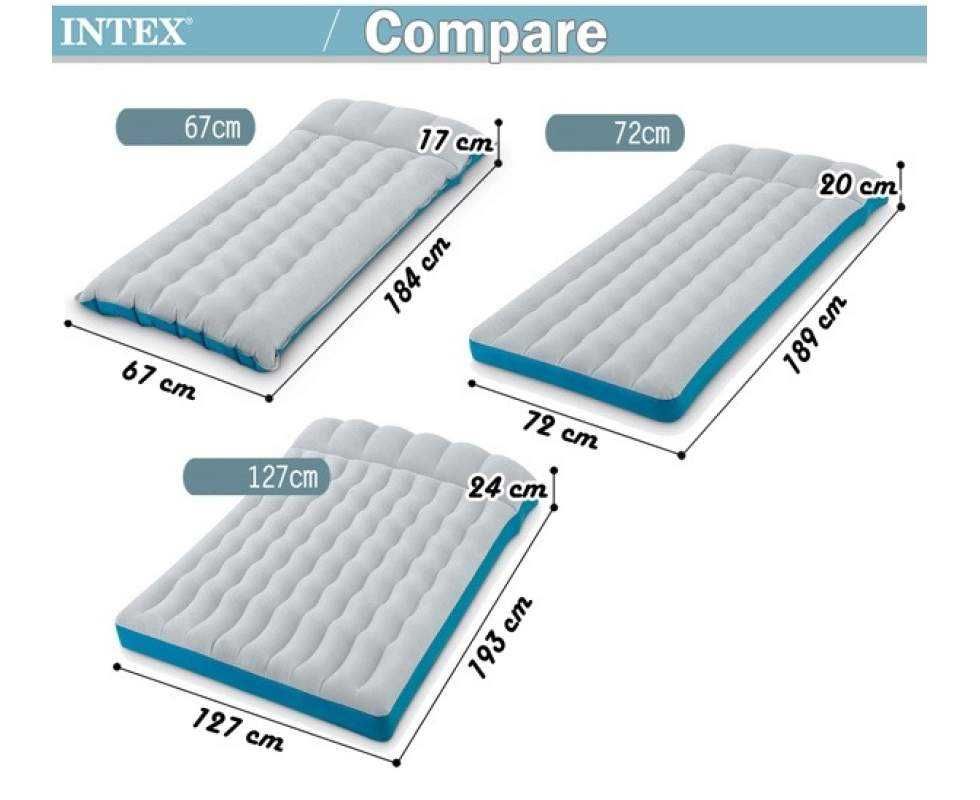 Усилений надувний матрац 189 x 72 x 20 см туристичний Intex 67998