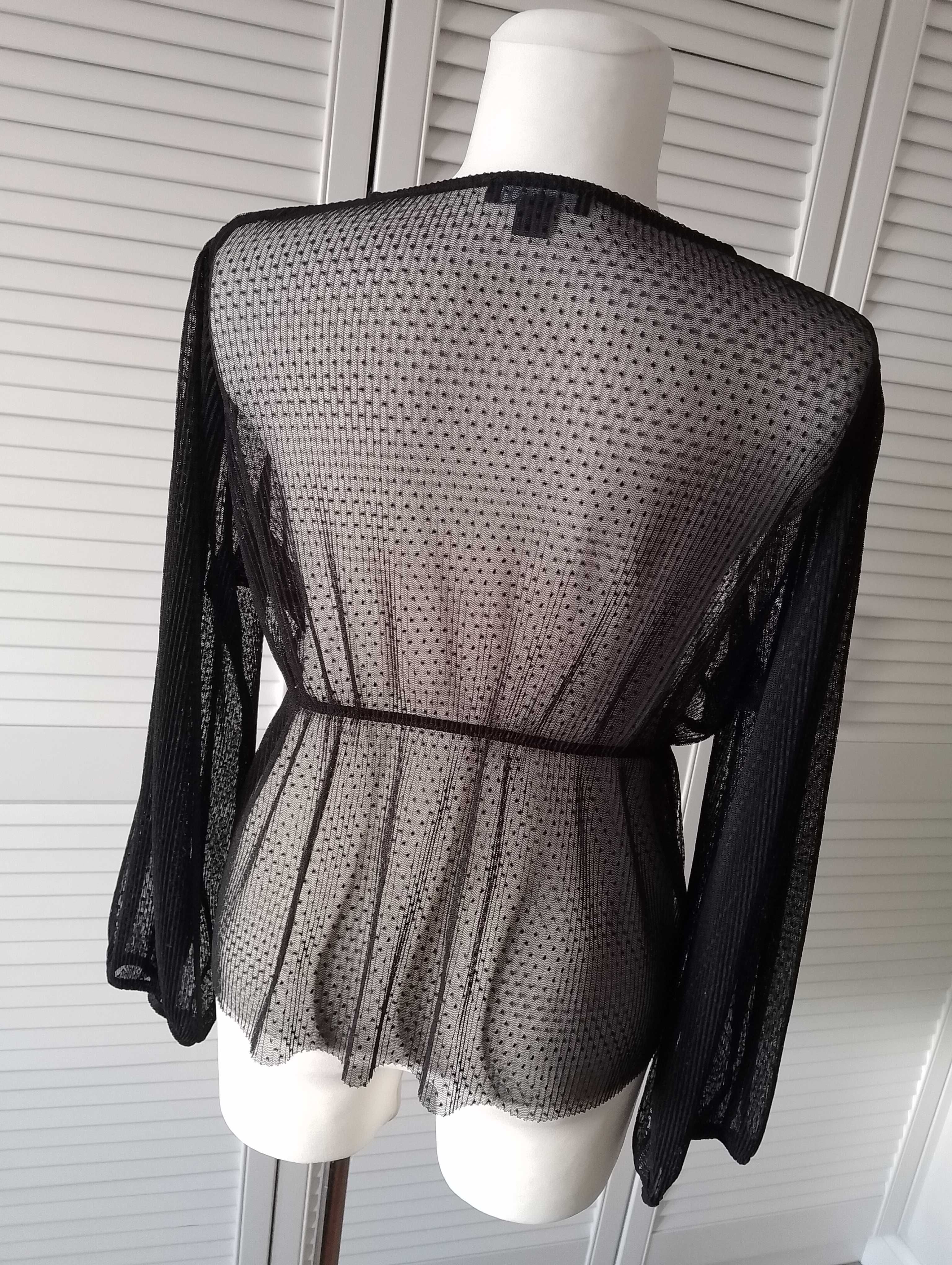 Primark czarna transparentna bluz bufiaste rękawy 42 XL 44 XXL