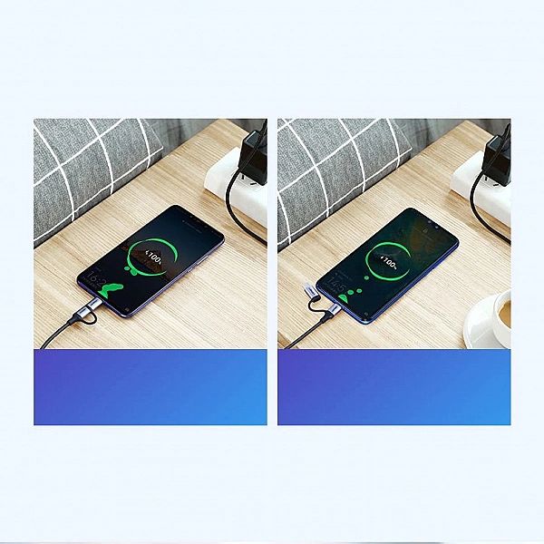 Ugreen kabel przewód 2w1 USB - micro USB / USB Typ C 1m 2,4A czarny (3