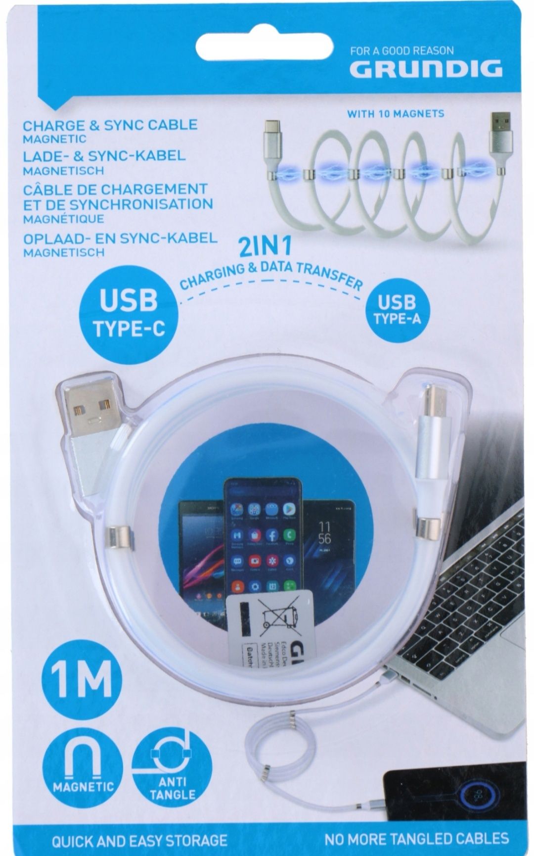 Kabel USB - USB TYP C 1M - Grundig magnetyczny