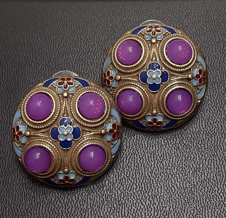 Сережки перегородчаста емаль в стилі Heidi Daus