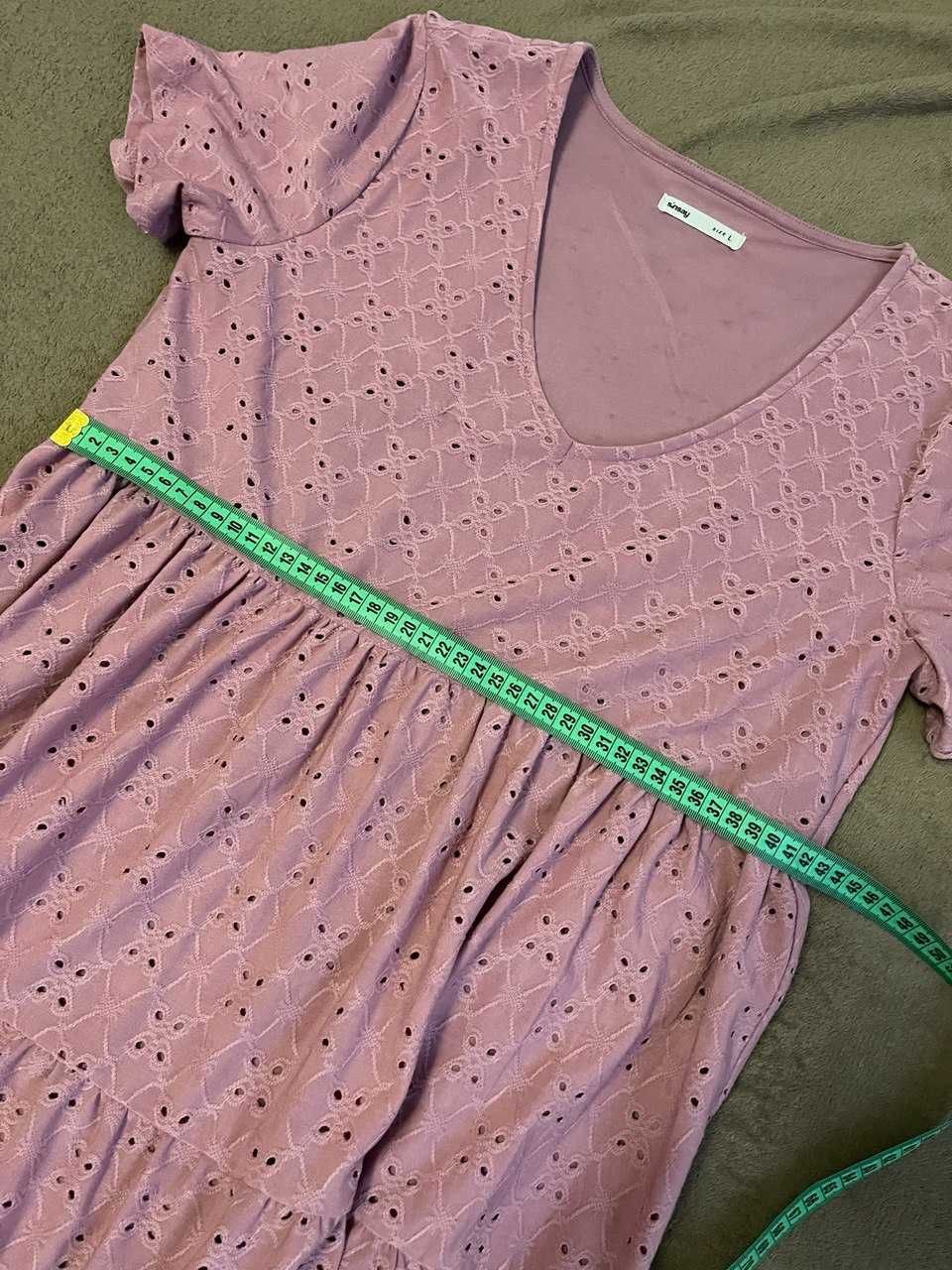 Міні сукня зі збірками сарафан рожева літня M L
