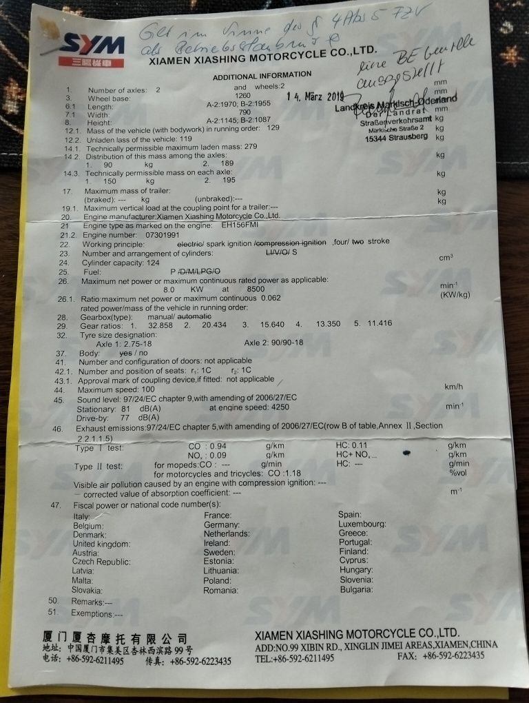 Motocykl 125 marki Sym