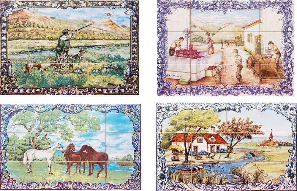 Painéis de Azulejos Paisagens Alentejo Vindimas Douro Caçador Quadros