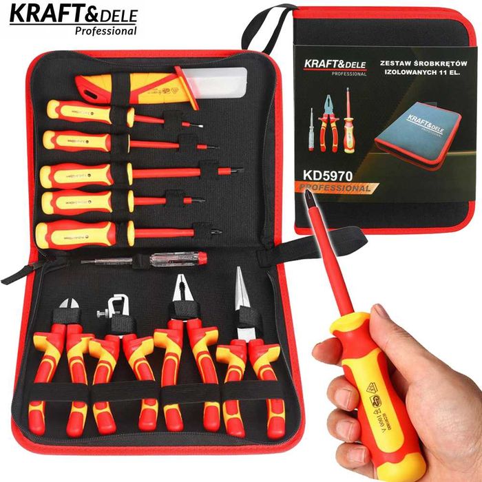 KRAFT&DELE Zestaw Narzędzi Izolowanych Wykrętaki Szczypce 11el KD5970
