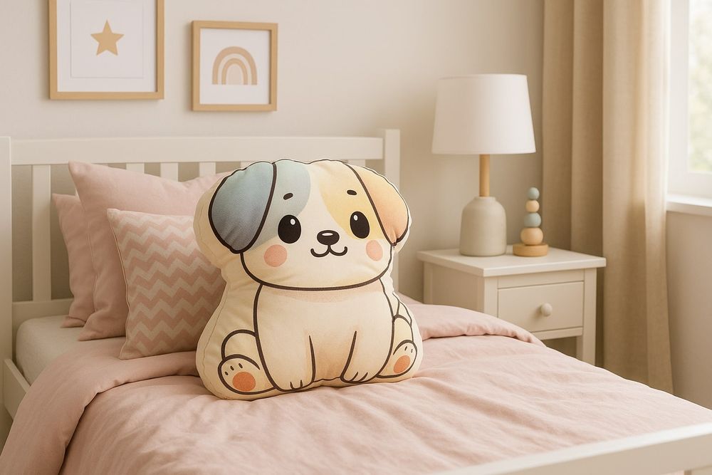 Poduszka dekoracyjna wzór Piesek 38x28 cm plusz miękka przytulanka