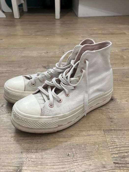 Biale trampki converse na platformie 38 24,5 cm