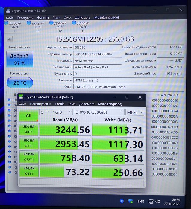 Transcend PCIe SSD 220S 256Gb (TS256GMTE220S) + радіатор