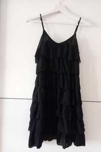 Czarna sukienka z falbankami H&M