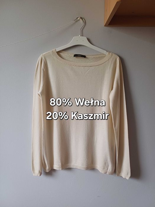 Max Mara kremowy sweter wełna kaszmir rozmiar L