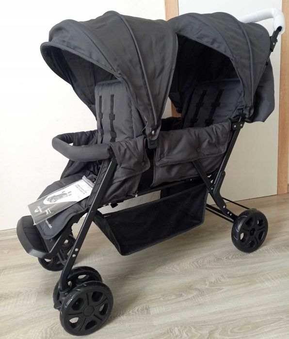 Wózek podwójny spacerowy Bebe Confort Teamy szary Graphite rok po roku