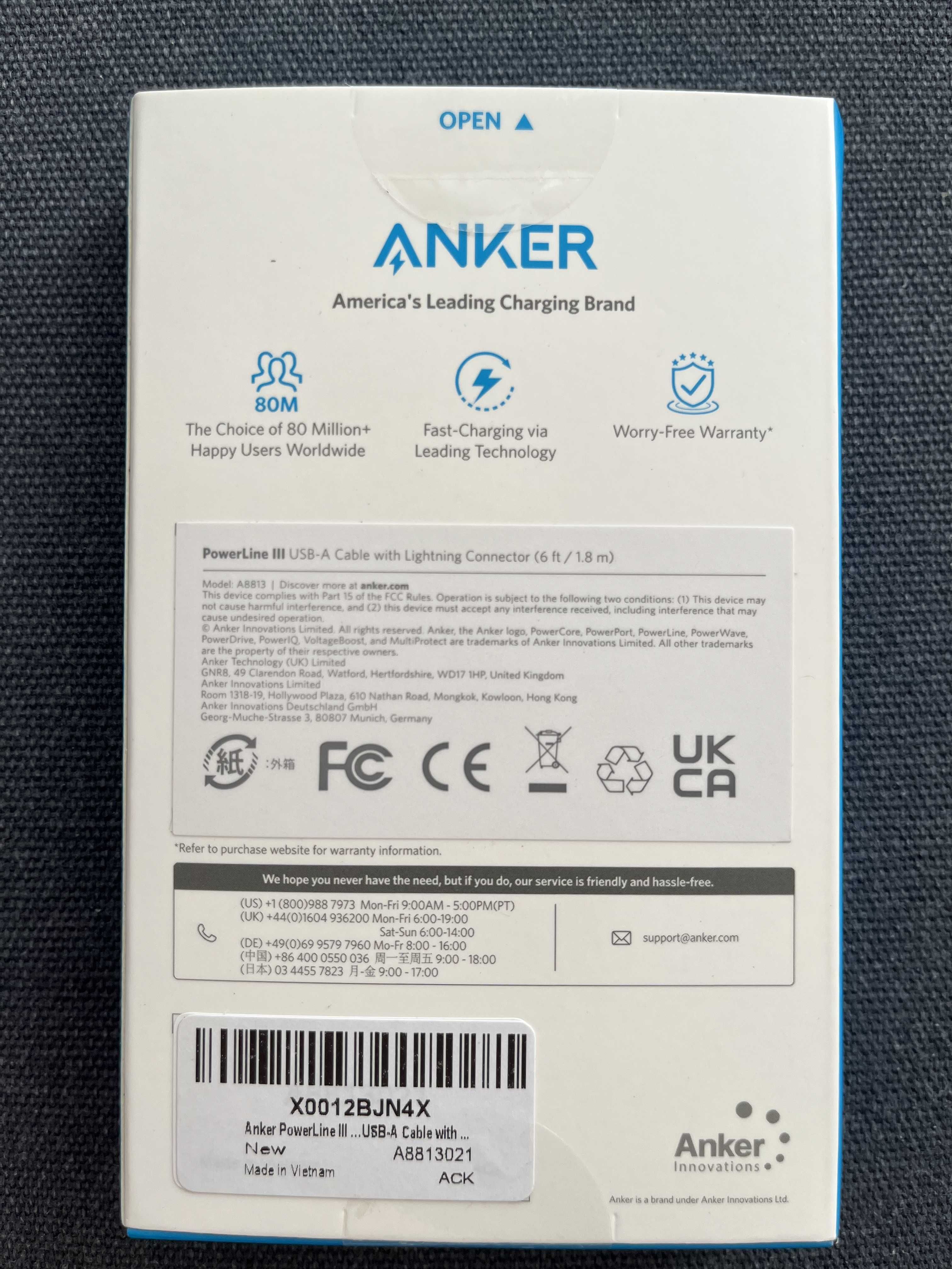 Kabel Anker Iphone Lighting - USB A 1,8m - bardzo wytrzymały