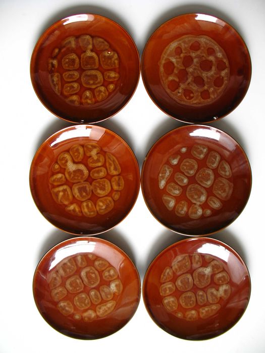 Talerze deserowe, vintage PRL Pruszków 1963 r. 6 sztuk