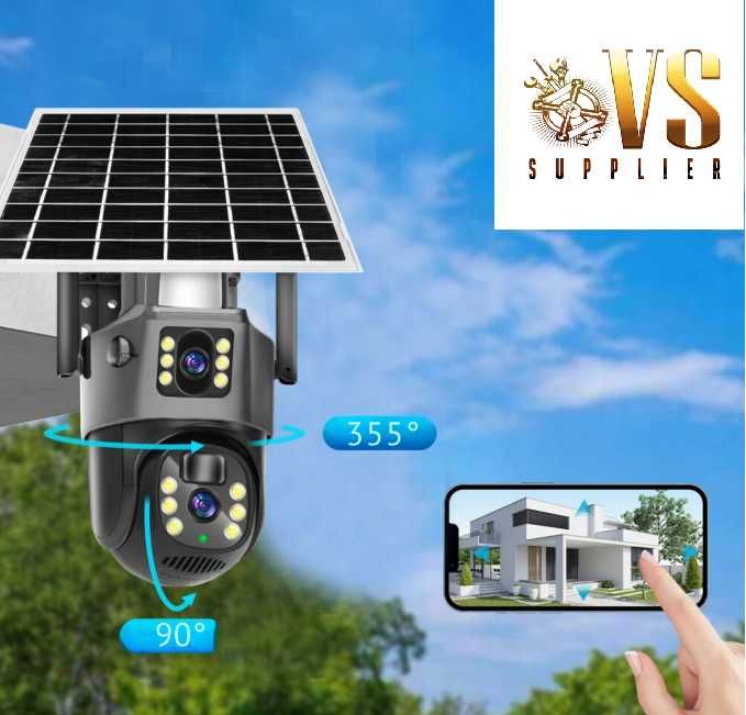 Kamera Solarna 5K 2 obiektywy 4G Na kartę SIM