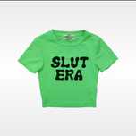 crop top bluzka z krótkim rękawem obcisła z napisem slut era 34 XS