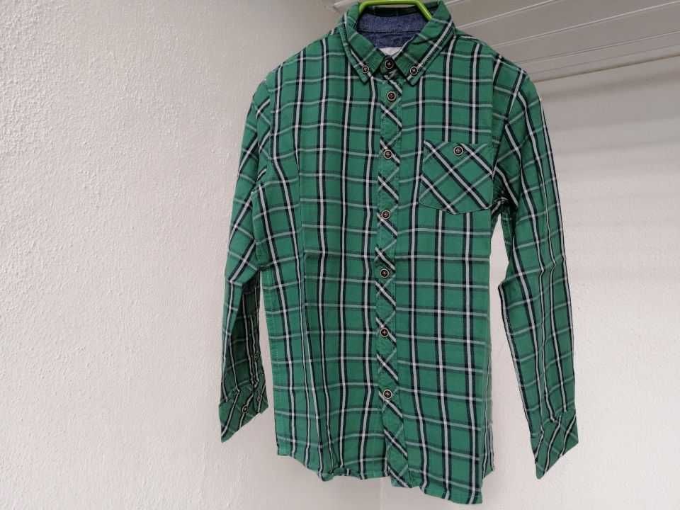 Camisa manga comprida, Zippy, criança, tamanho 9-10, verde xadrez