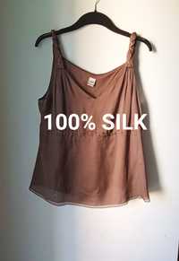 Top jedwab 100% silk brązowy m l