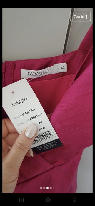 Sukienka fuksjowa różowa Taranko na wesele na co dzień rozm 40 NOWA
