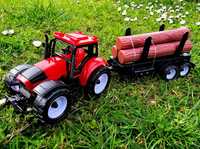 Traktor zabawka z przyczepą nowy czerwony dla dziecka