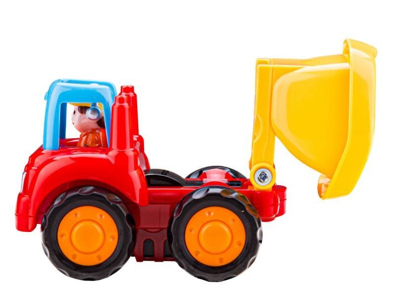 Zestaw 4 Pojazdów Z Napędem, Pojazdy Budowlane, Traktor, Koparka,