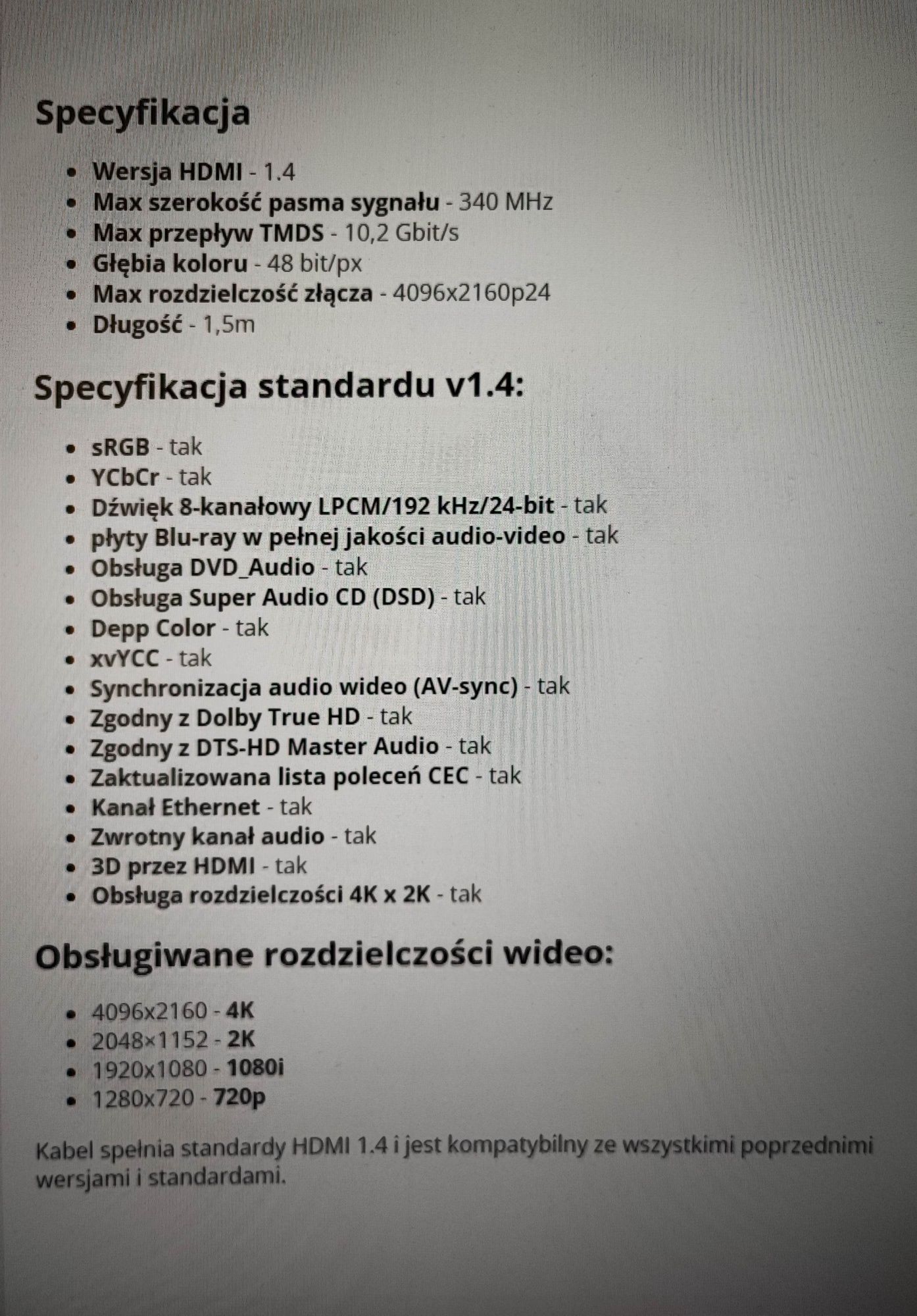 Nowy Kabel HDMI  v1.4 DVB-T 4K FullHD HD 3D Różne długości Gwarancja