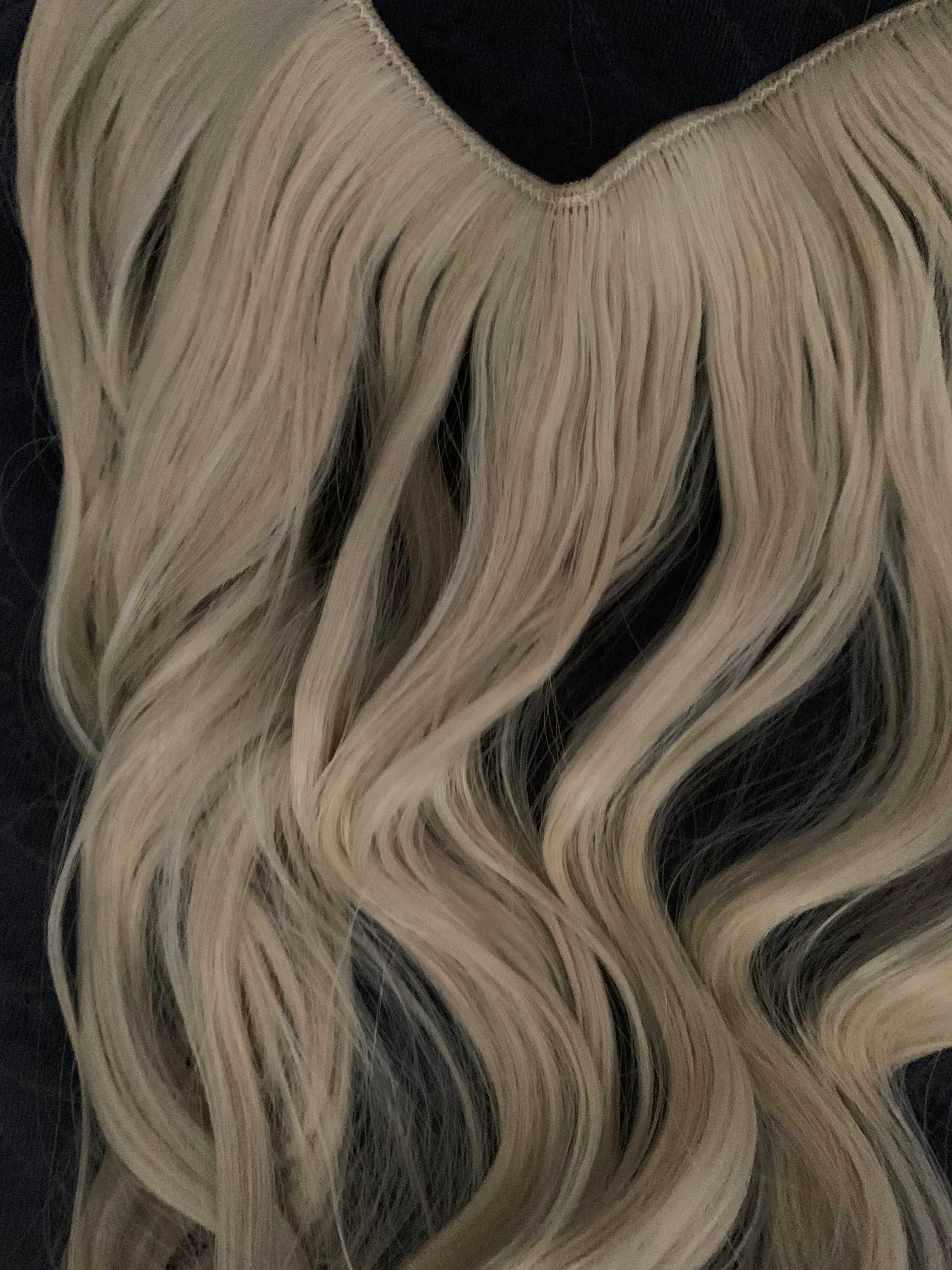 Doczepiane włosy na żyłkę kręcone średni blond doczepy