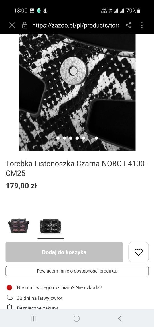 Nobo czarna mała torebka