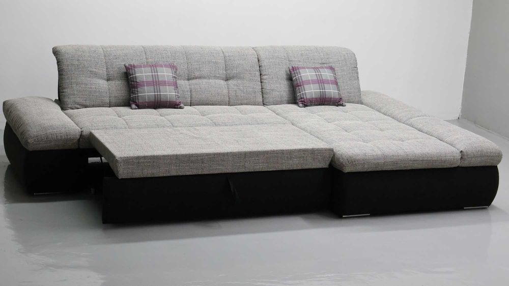 TMT Narożnik funkcjA spania Szara tkania rozkładana rogówka salon sofA