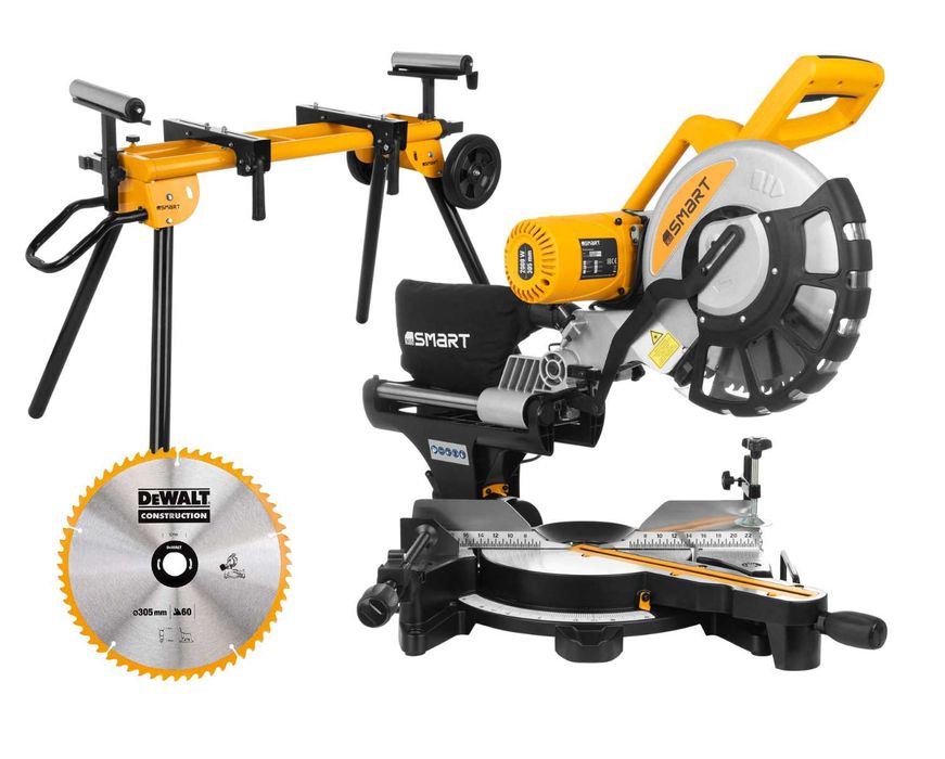 Smart Piła Ukośnica 305mm 2000W z Posuwem + Stół+ Tarcza DeWalt Gratis