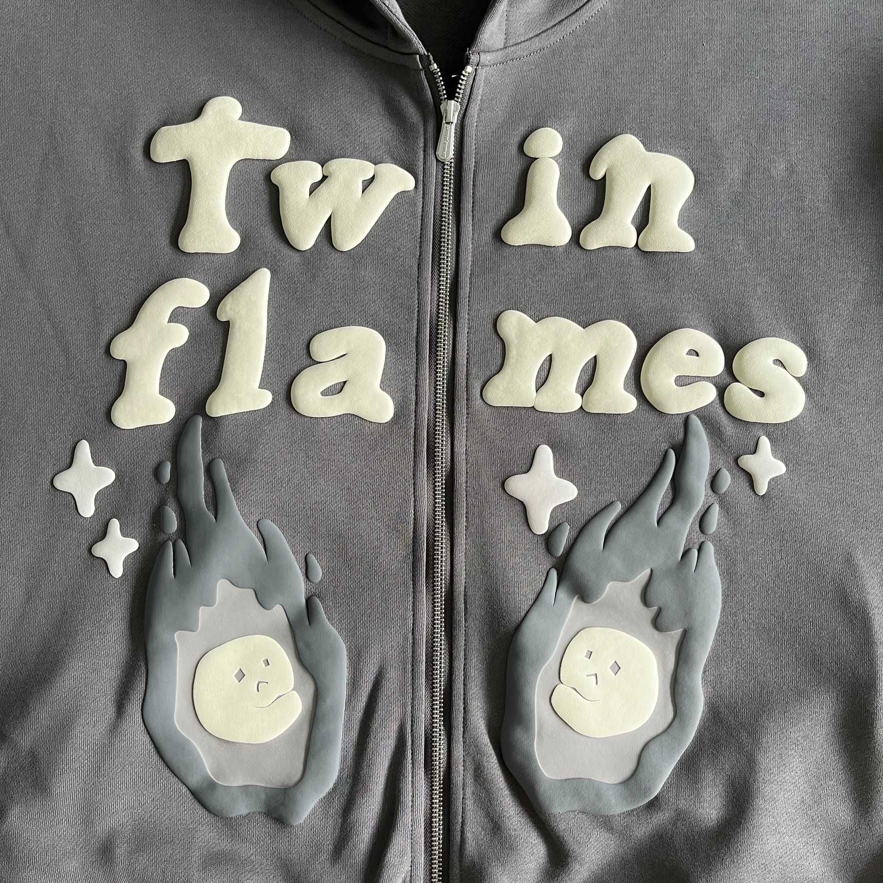 Худи Broken Planet twin flames zip up hoodie ash gray броукен пленет