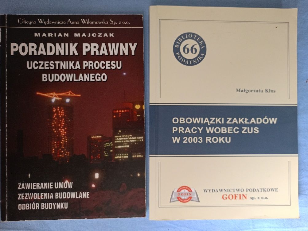 2 książki Poradnik Uczestnika procesu budowlanego ZUS obowiązki