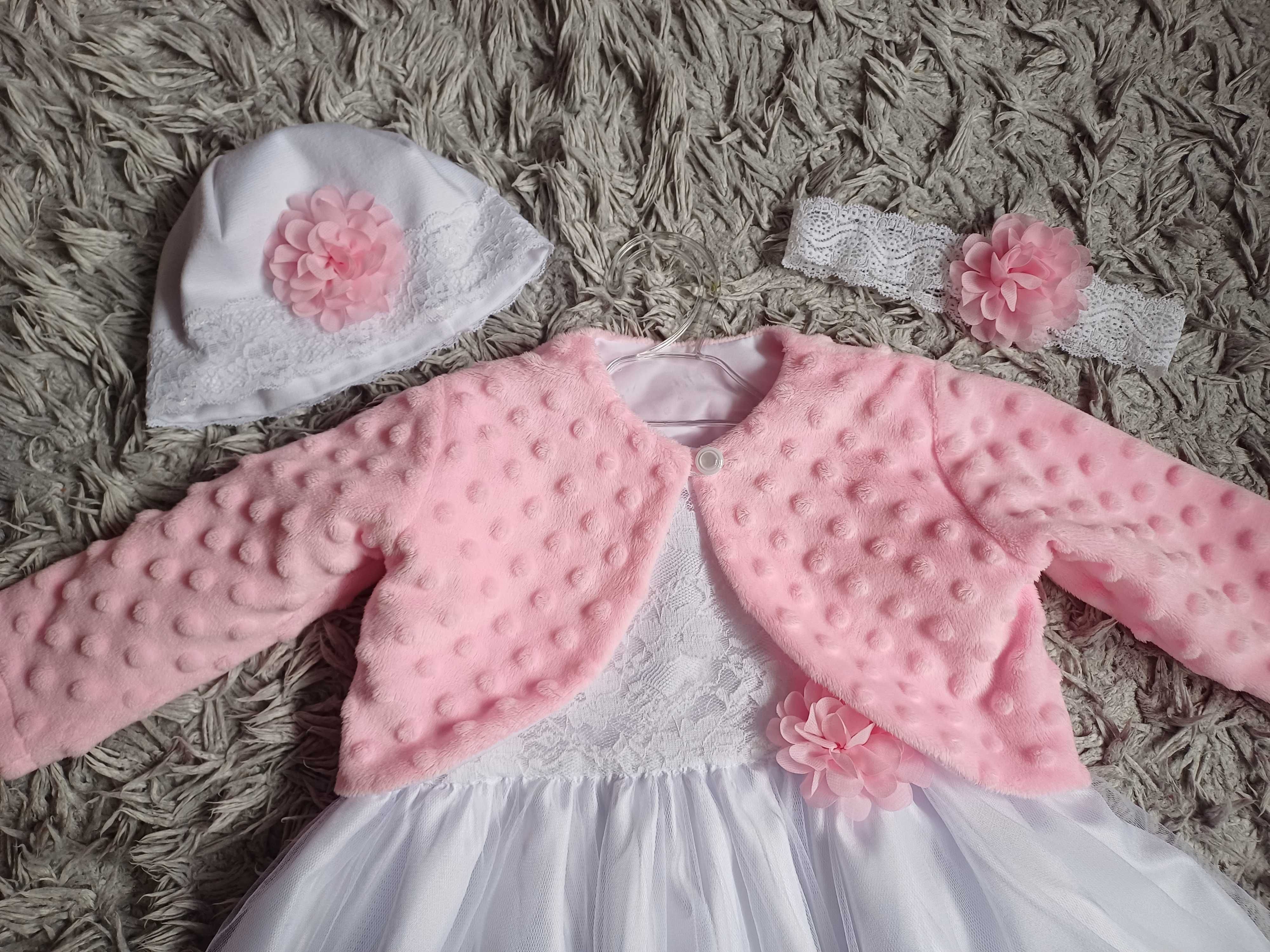 Komplet dziewczęcy do chrztu lub okazjonalny, na wesele,r. 80