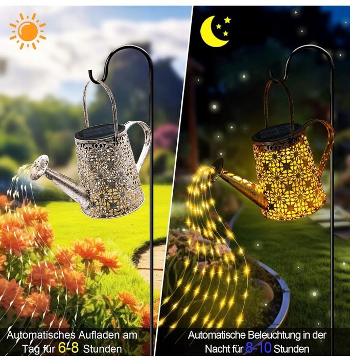 Solarna dekoracja ogrodowa, konewka z łańcuchem świetlnym LED