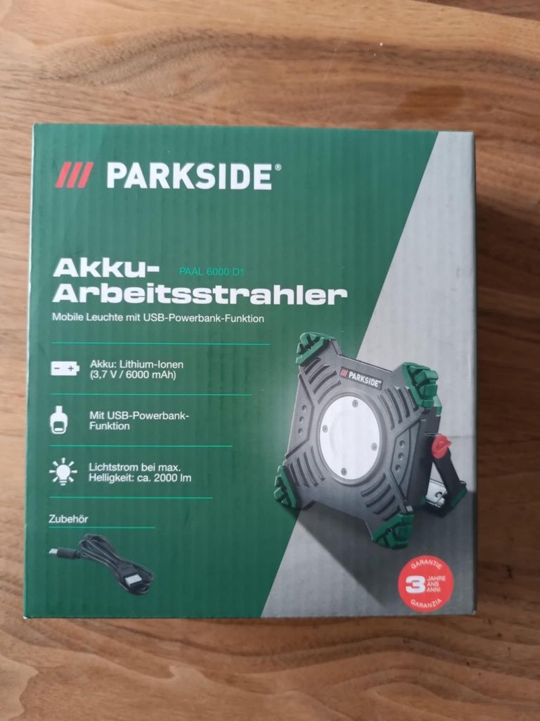 Halogen reflektor Parkside z funkcją Pawerbank Nowy