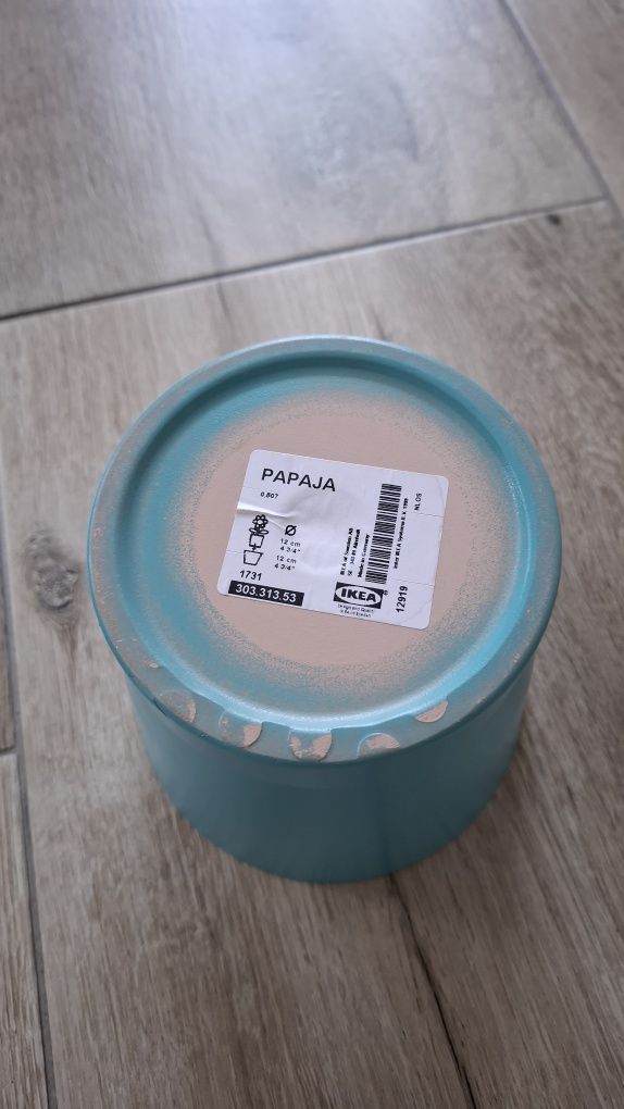 Doniczka, osłonka IKEA PAPAYA – 12 cm, kolor miętowy / turkusowy