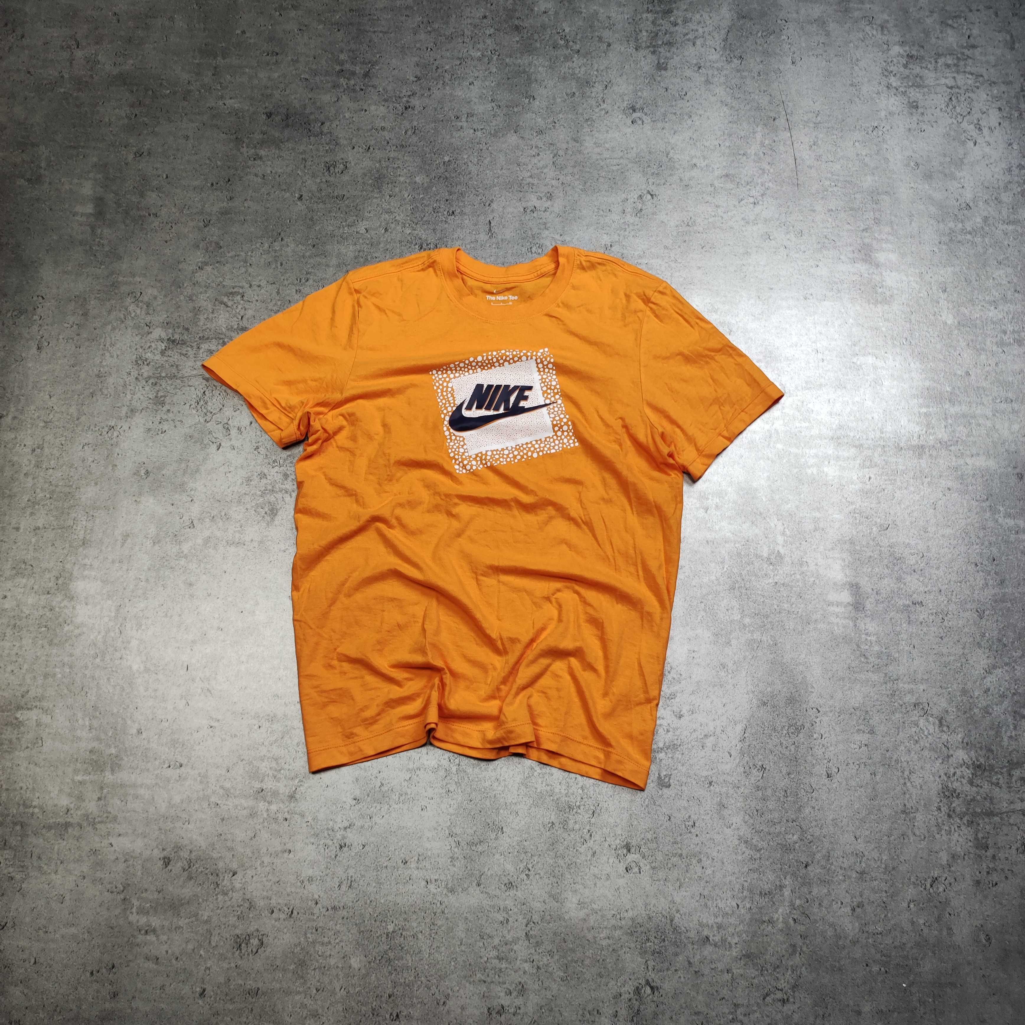 MĘSKA Koszulka Bawelna Nike AIR Nadruk Logo Pomarańczowa Sportowa